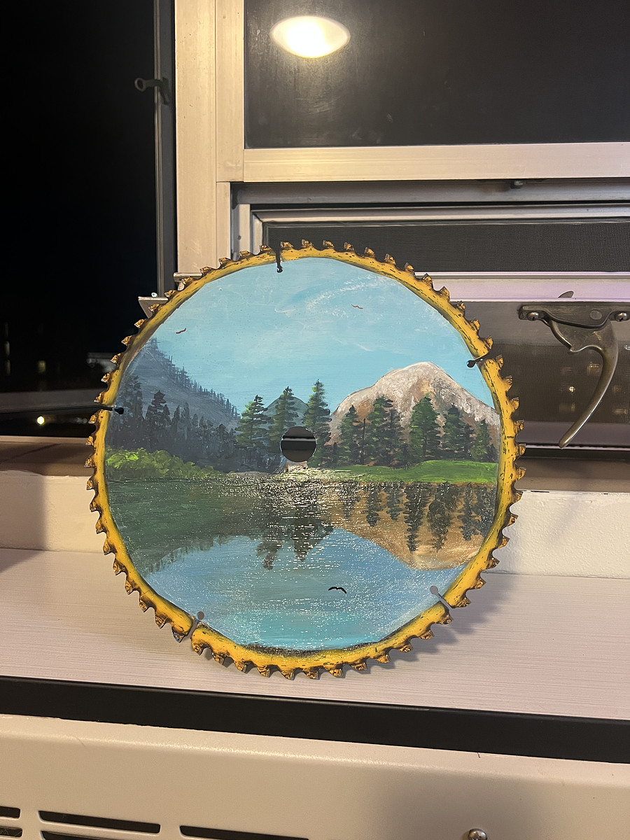 "Resharpened"
Saw blade and paint by Ada West