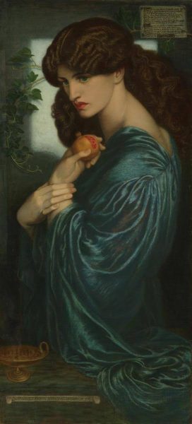 Painting of a woman holding a fruit.