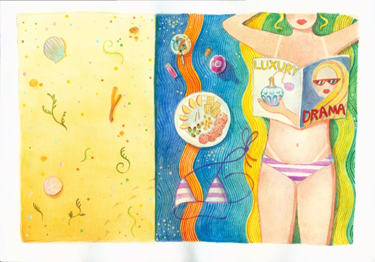 "All I'd Pack"
Watercolor, colored pencil, and acrylic paint by Spencer Daniel
